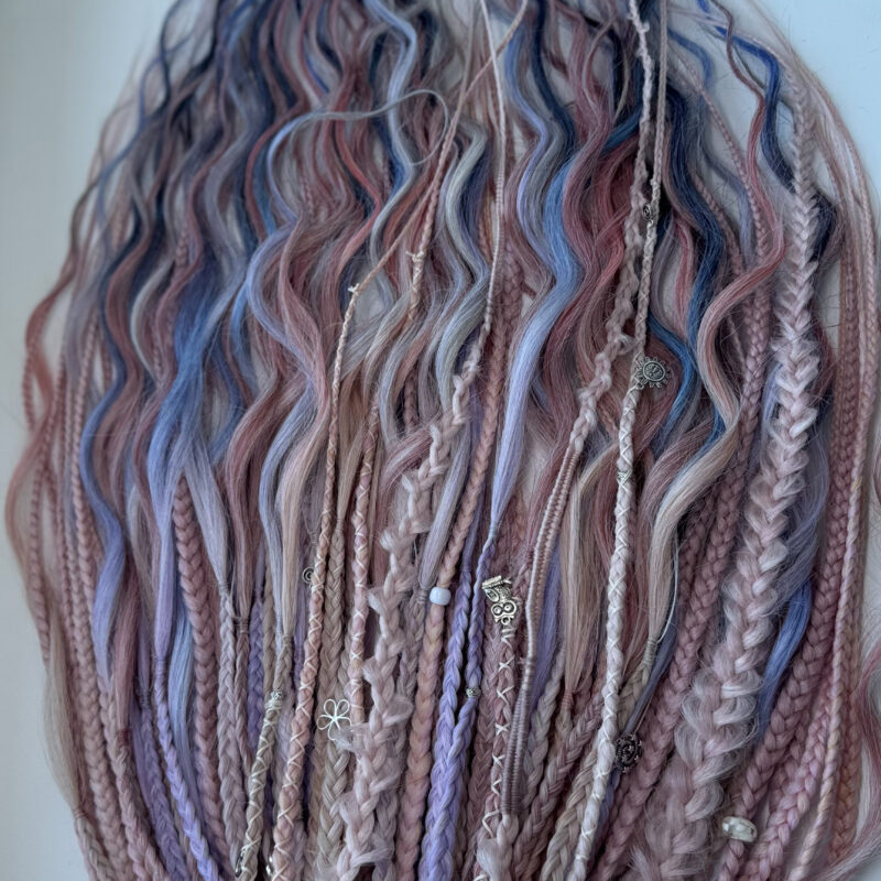 Soft Blush – gotowy zestaw warkoczy (róż,lawenda, błękit)